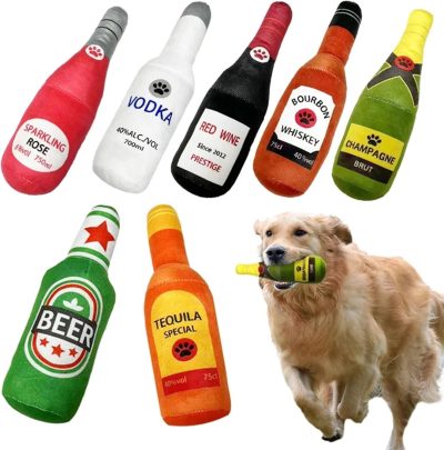 71PZ1KR8jWL._AC_SL1500_ The "Happy Hour" Novelty Bottle Plush – Funny Squeaky Dog Toy Collection